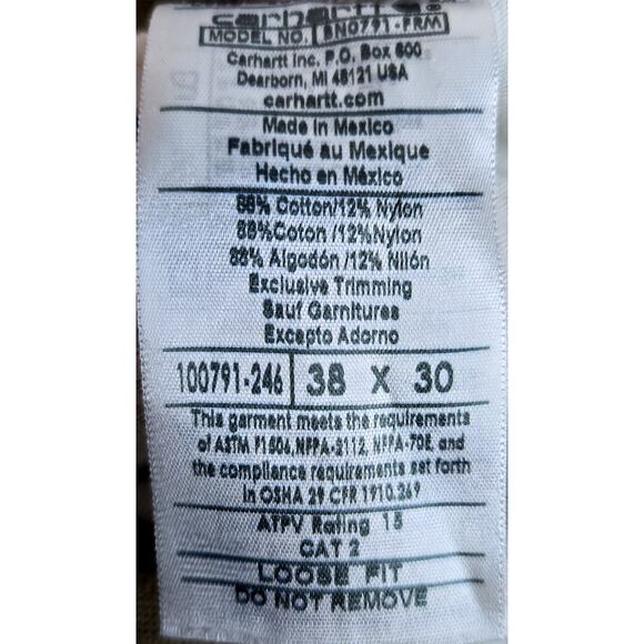 Carhartt Flame Resistance Washed Duck Loose Fit Pant Men's Size 38 - Picture 8 of 8